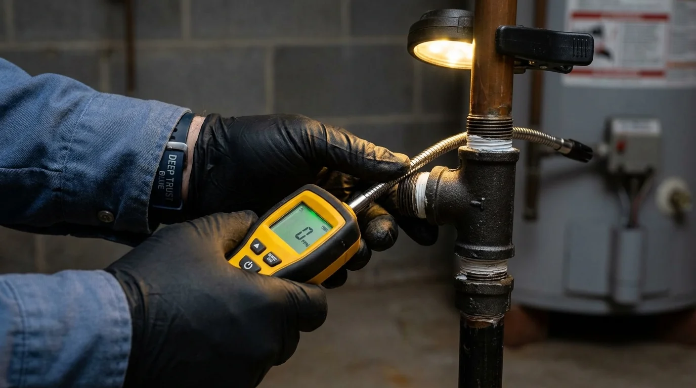 Gas leak detection with electronic sniffer by Johns Plumbing LLC in Brazoria
